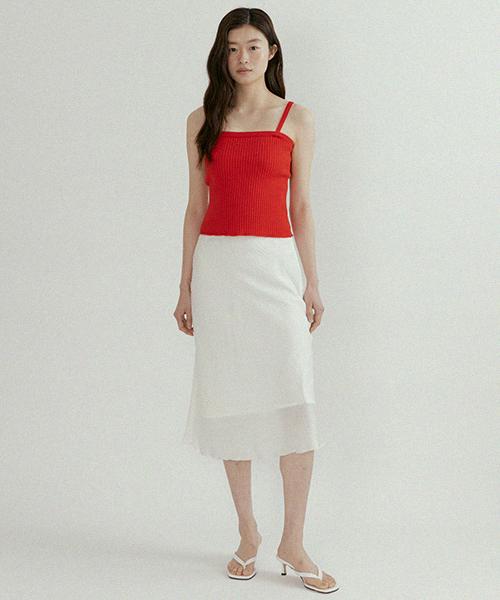 Lingseoul Ribbed Bustier Knit-Red