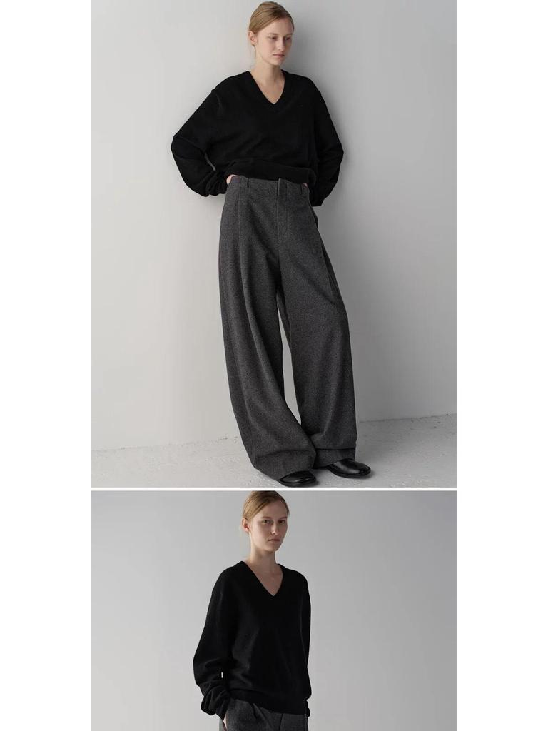 Façade Pattern High Waist Wide-Leg Casual Suit Pants for Women - Slimming, Floor-Length, Spring & Autumn Style