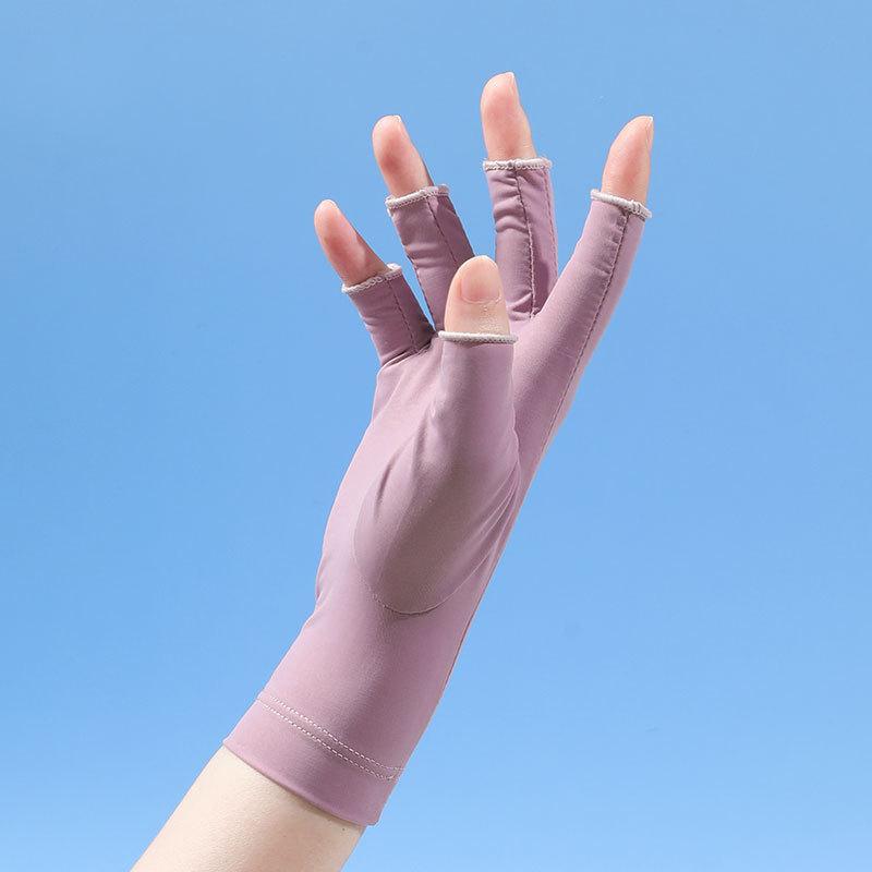 Female Summer Sunscreen Half Finger Gloves With Quick Dry And Touch Screen Functionality