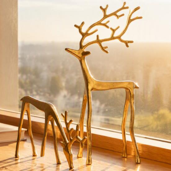 Indoor Festive Ornaments Christmas Reindeer Statue, Small Deer Sculpture Figurine, Modern Elegant Office Desk Decorations Holiday Decor for Tabletop,
