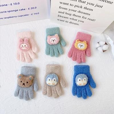 1 Pair Autumn Winter Gloves for Kids Fashion Sweet Cartoon Animal Gloves for Children Furry Thicken Warm Outdoor Glove