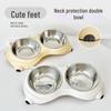 Tigelas Inclinadas Duplas para Animais de Estimação: Tigelas para Gato Antiderramamento com Design Fofo, Protetor de Pescoço e Aço Inoxidável para Alimentação.