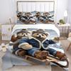 3pcs Anime Cartoon Bear Winter Sled Bedding Set - Includes One Quilt Cover and Two Pillowcases (No Core) - Polyester Fabric, Festive Gift fo