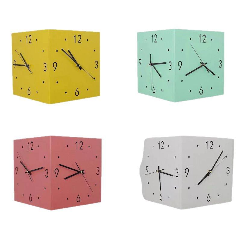 Minimalist Silent Two-Sided Corner Wall Clock for Living Room