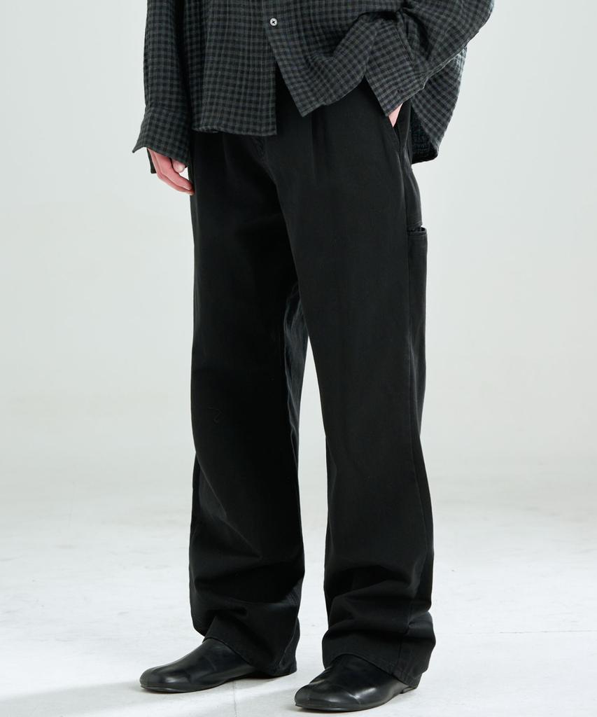 ZPLISH Washed One-Tuck Pants Black