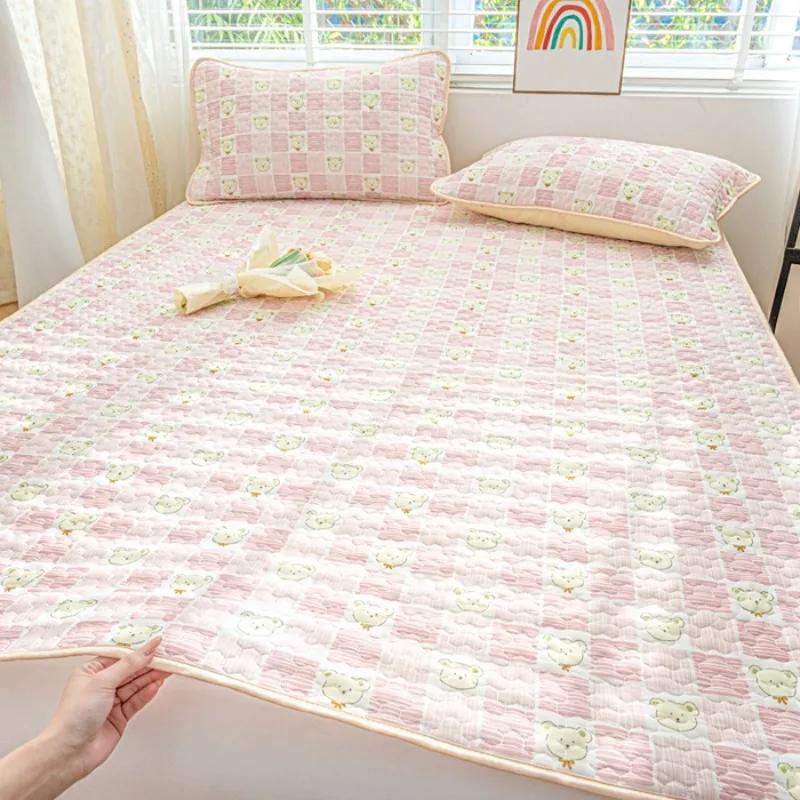Ice silk mat cool mattress protective cover 3-piece set machine washable cool air conditioner seat