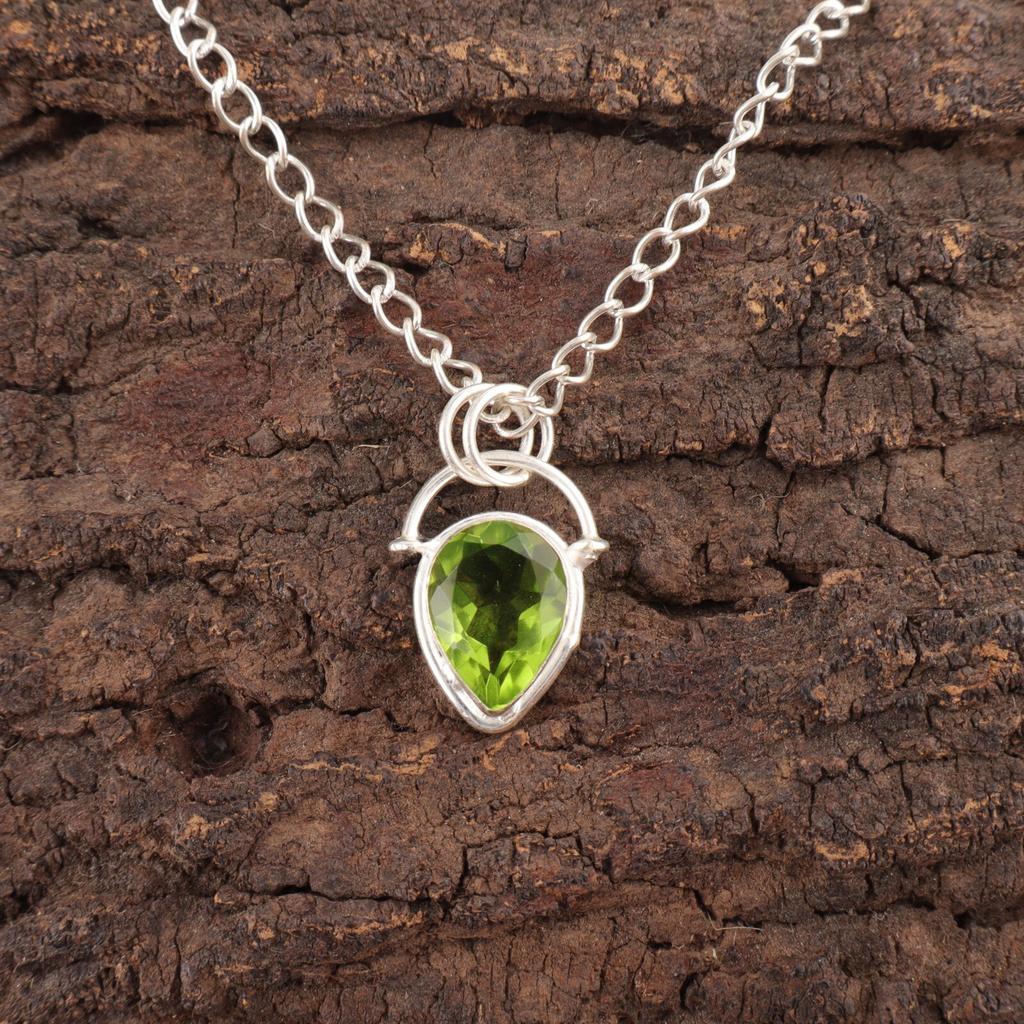 Natural Peridot Best Friend Gift Art Deco Anniversary Pendant Jewelry 925 Silver PP-56-6