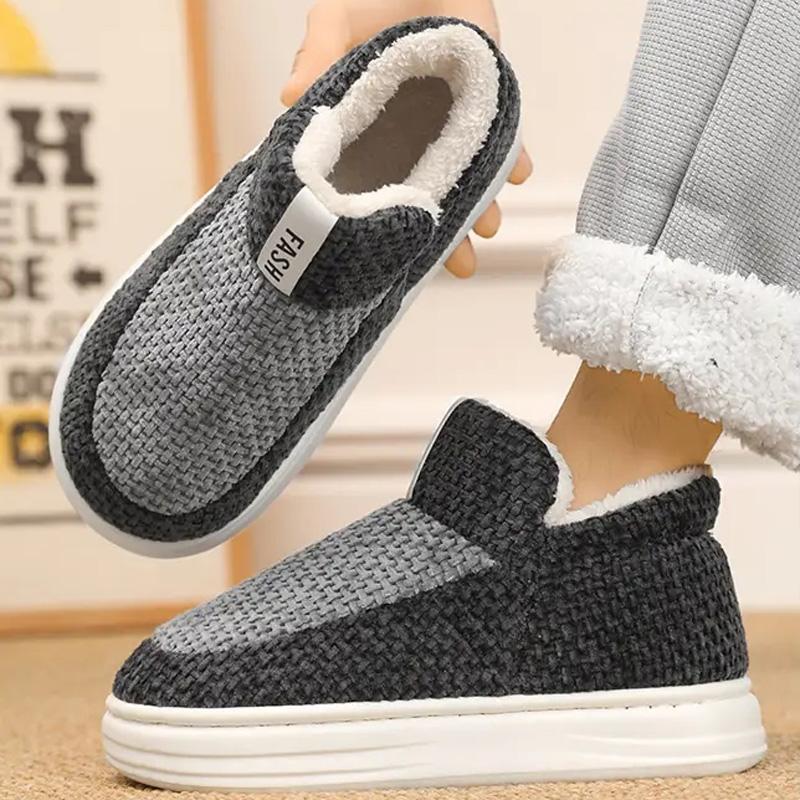 Fashion Fashion Color Matching Plus Velvet Men Shoes Winter Warm Soft Comfortable Snow Boots Non-slip Wear-resistant Plush Cotton Shoes