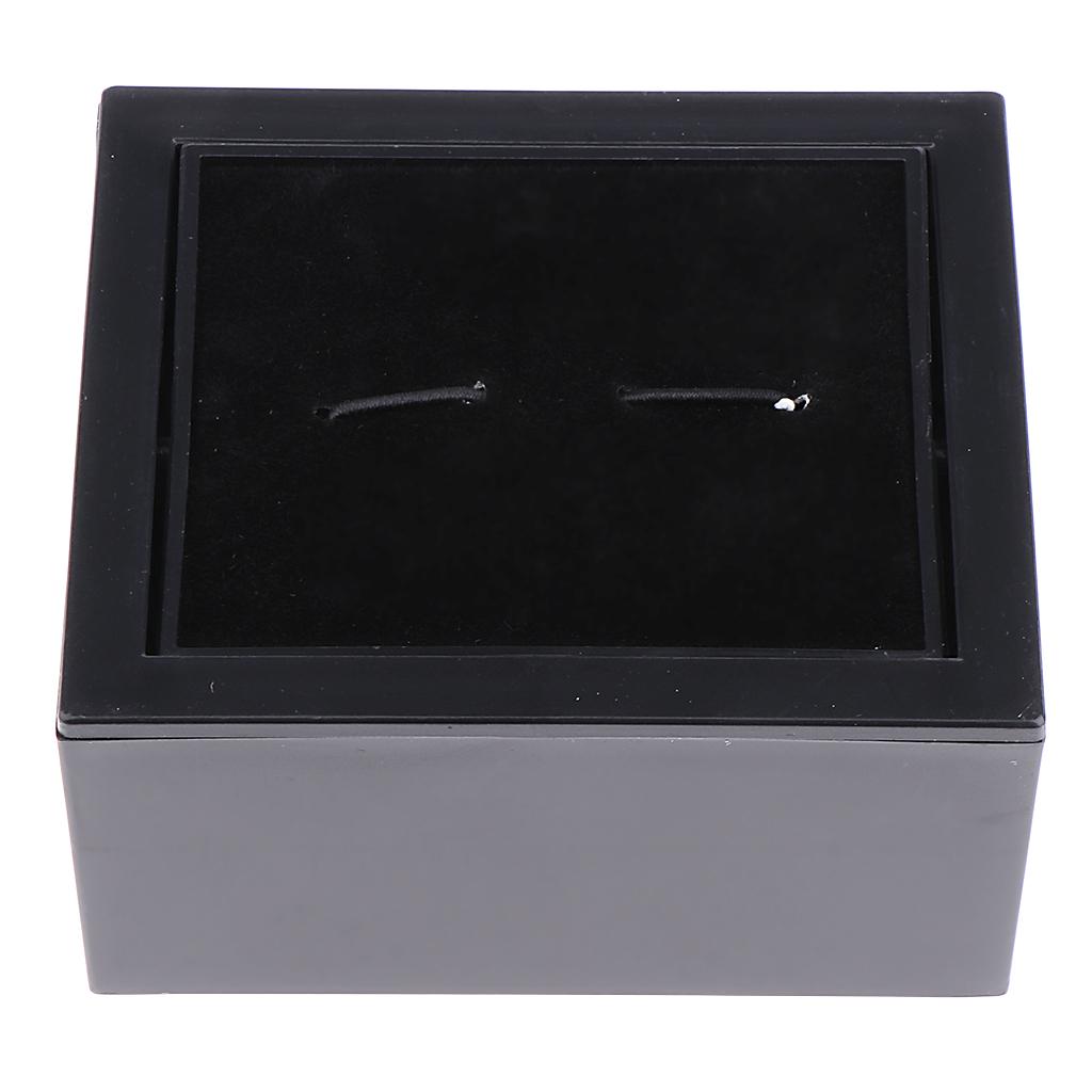 Black Plastic Swivel Cuff Links Box Cufflinks Holder Storage Case Display