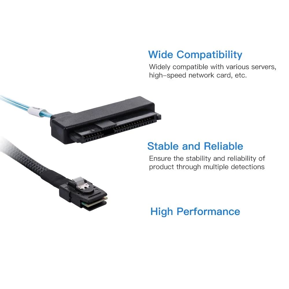 NFHK Internal Mini SAS Host to 4 Target SAS Hard Disk IDE Power 50cm 36-Pin SFF-8087 SFF-8482 Cable,
