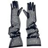 Wedding Tulle Gloves Pearls Studded Full Finger Gloves Elbow Length Gloves for Wedding Engagement Bachelorette Party
