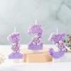 Purple Flowers Creative Numbers Birthday Candles First Year Cake Party Decoration