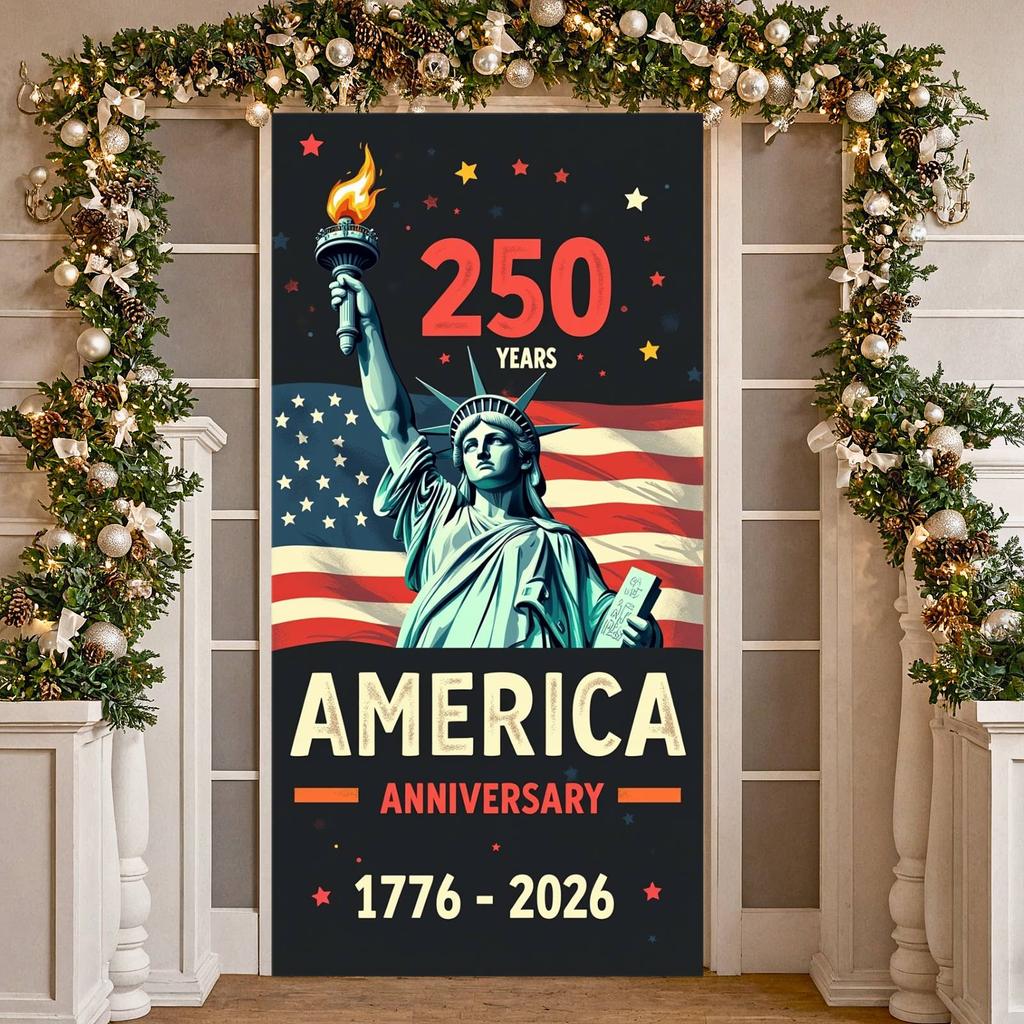 America Jubilee Display American Flag Print Liberty Themed Backdrop 1776-2026 Celebration Banner For USA Themed Events