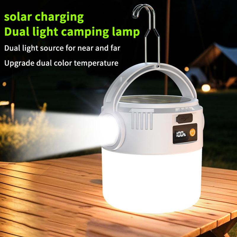 Solar Hanging Lantern Usb Rechargeable Ip55 Waterproof Ultra Bright Camping Light With Hook Hiking Tent Hanging Emergency Lamp