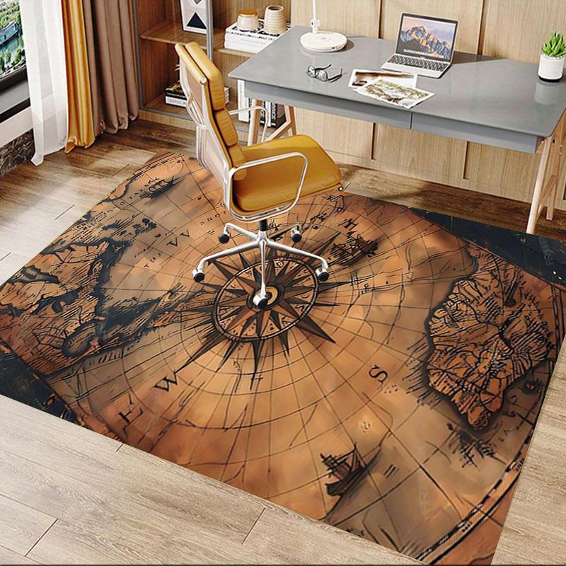 1PC Map Compass Non-Slip Floor Carpet Compatible for Office&Living Room&Bedroom&Dining Room - Flat- Soft & Pattern, Vibrant Colors-W278