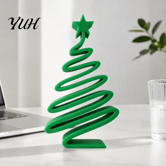 Indoor Outdoor Festive Display 3D Printed Minimalist Christmas Tree Desktop Ornament, Modern Holiday Table Living Room Accents Sign for Bedroom