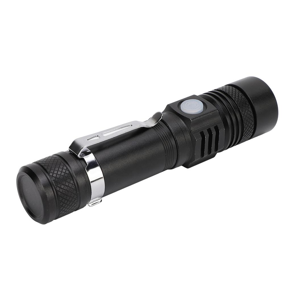 LED Handheld Flashlight USB Charging Portable 3 Gear Adjustment Zoomable Small Flashlight for Camping
