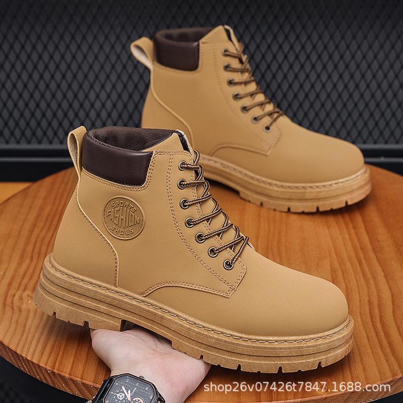 

Martin boots men s shoes winter high-top British style sports and leisure design niche ins youth trend tooling boots 39 жёлтый