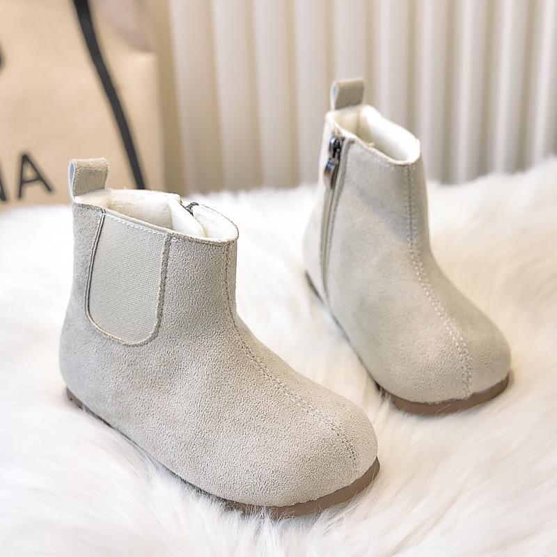 Children s Velvet-Lined Mid-Calf Winter Boots with Side Zipper 23