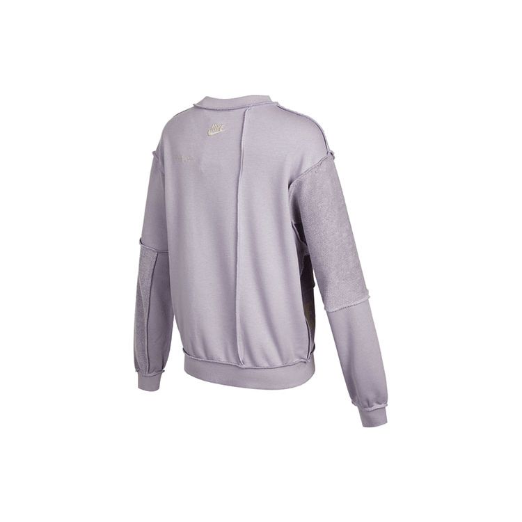 Nike Sportswear Logo Patchwork Knit Pullover Crewneck Sweatshirt Women sweatshirt Purple DO6960-521
