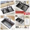 Lavello da Cucina a Vasca Singola Grande da 6MM con Display Digitale, Doccetta Integrata e Design Embossato a Nido d'Ape Nano in Acciaio Inossidabile 304