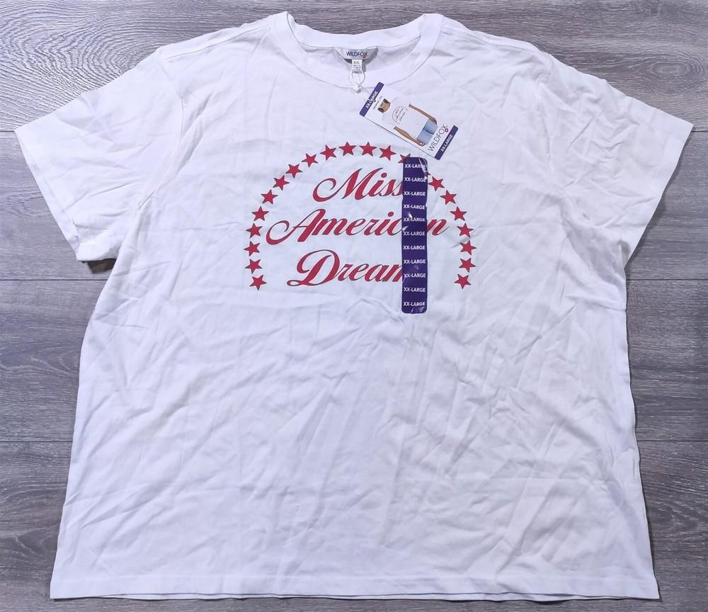 Wildfox Shirt Adult 2XL White Miss American Dream Patriotic 4th of July Womens Unisex T-Shirt S