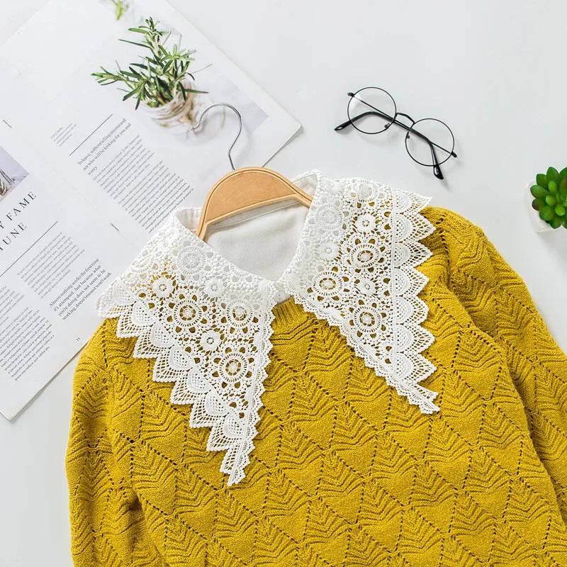 Women Lace White Fake Collar Detachable Doll Collar Women Vintage Lace Shirt Collar Blouse Top False Blouse Half Shirt
