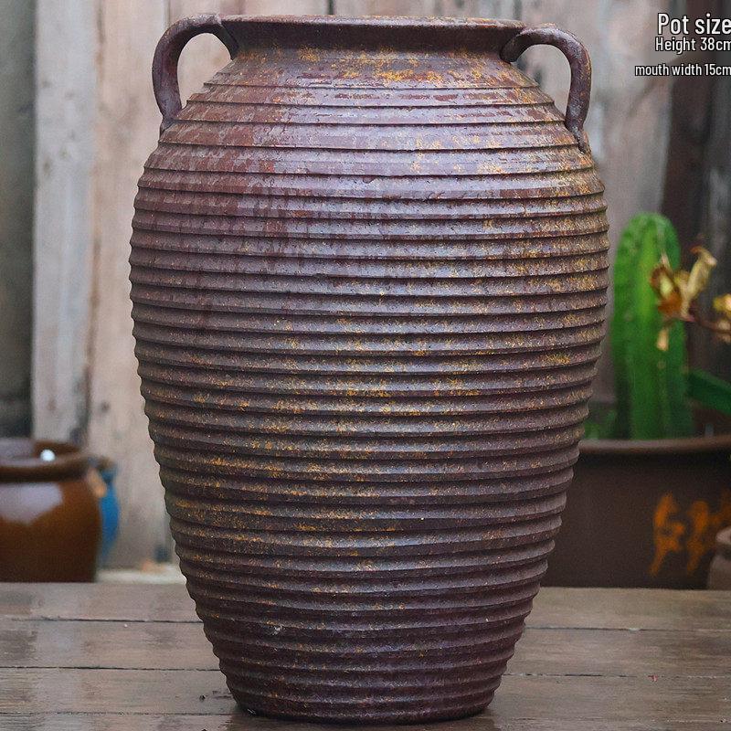 Tall Handmade Retro Chinese Hydroponic Ceramic Vase for Indoor Flower Arranging