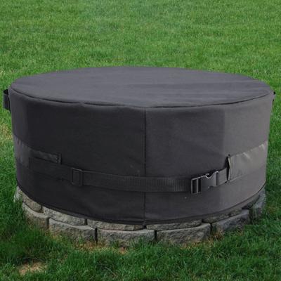 Funda Impermeable Redonda para Hoguera Tela Oxford 600D Resistente a los Rayos UV Escudo para Hoguera Cubierta Resistente a la Intemperie con Hebillas Correa Asas para Exterior Empotrado en Piedra