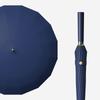 16-strand leather handle straight rod long handle simple INS umbrella weather and rain dual-purpose wind-resistant long handle umbrella logo