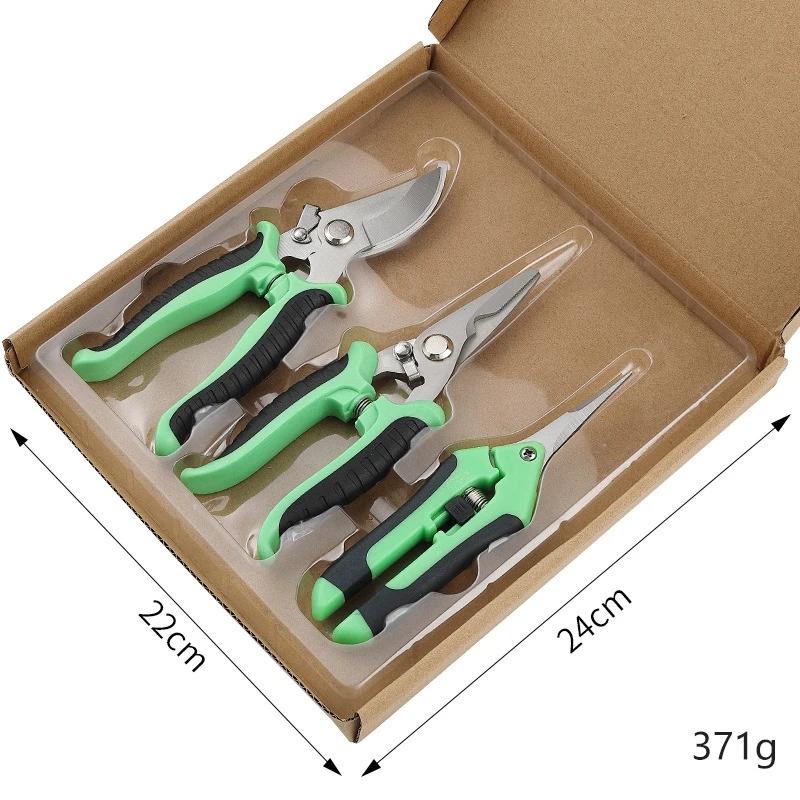 3pcs Professional Gardening Shears Stainless Steel Branches Fruit Trees Flowers Household Pruning Tools Scissor Tool
