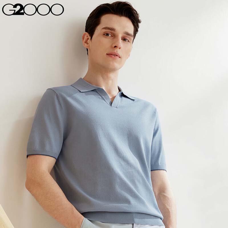 

G2000 Men s V-Neck Lapel Breathable Knit Polo Shirt M