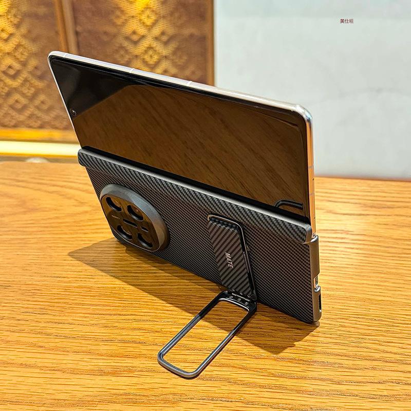 Applicable to Huawei matex6 mobile phone case carbon fiber pattern x5 collection wristband bracket x3 central axis anti-drop folding leather case
