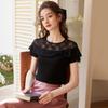 Bailuyu French Elegant Shimmer Slim Fit Short Sleeve Women's T-Shirt