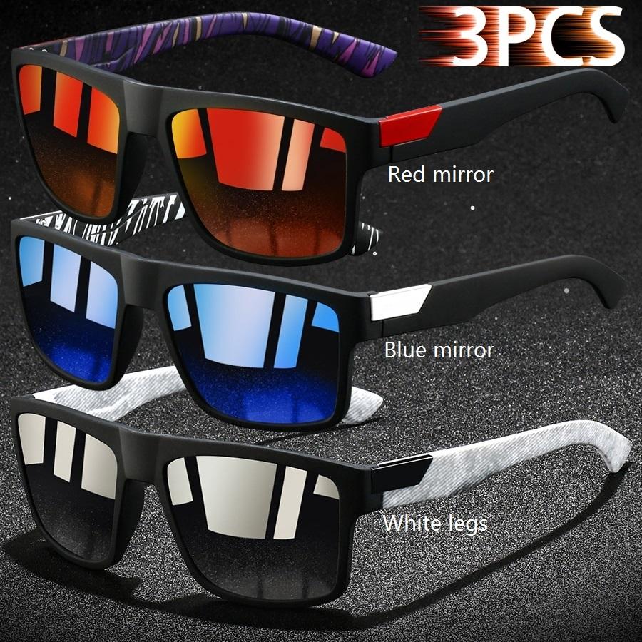 3 PCS Fashion Vintage Square Sunglasses Men Fishing Driving Man Luxury Brand Designer Sun Glasses Anti-Glare Retro Eyewear UV400