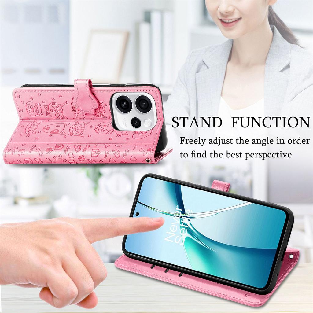 Custodia a Portafoglio Flip in Pelle per Samsung Galaxy A17 A16 A15 A14 A13 A12 A07 A06 A05 A05S A04S Gatto e Cane in Rilievo, Copertura Telefono