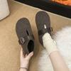 Mit Gusen überzogene Mao Mao Einzelschuhe für Damen Herbst- und Winterbekleidung 2025 neue französische Ein-Wort Mary Jane Schuhe mit flachem Ausschnitt