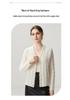 Lekasha Cashmere V-Neck Pearl Button Cable Knit Sweater Coat for Autumn and Winter