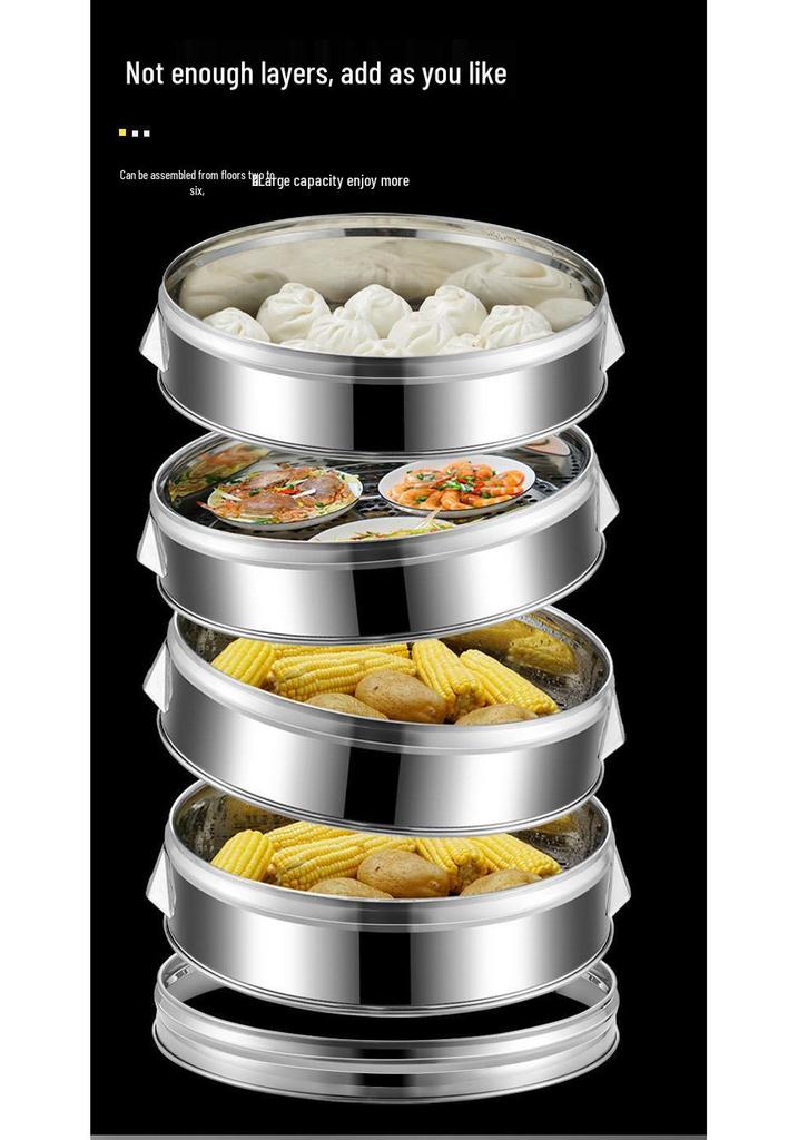 Large-Capacity Stainless Steel Steamer Basket for Fish and Buns