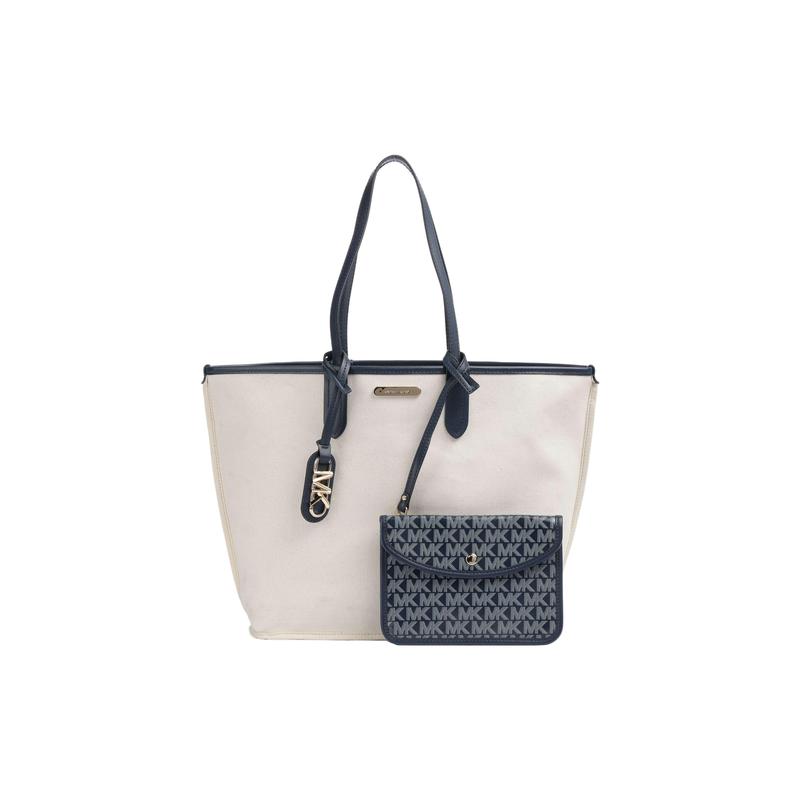 MICHAEL KORS Eliza Letter Logo Printed Detachable Pendant Cotton Tote Bag Tote Bag Shopping Bag Shoulder Handbag Regular Women's Blue