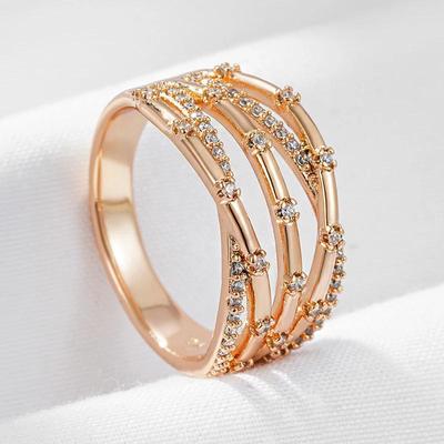 Multi Layer Zircon Hollow Style Rings for Women Golden Fashion Accessories Costume Jewelry