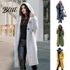 Hooded Cardigan Women Knitting Long Sleeve Solid Color Single Breasted Coat Casual Top Loose Fit Sweater Knit Outerwear