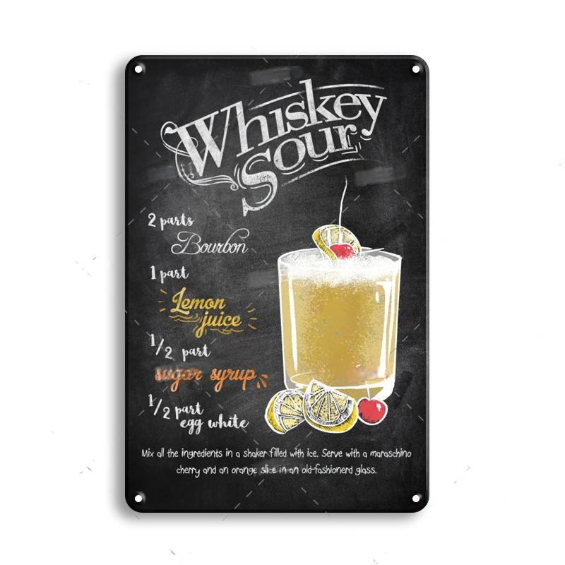 Vintage Metal Tin Sign Decorations Gin & Tonic Cocktail Plate Decorative Poster Plaque Bar Kitchen Home Wall Decor 8 X 12 Inch