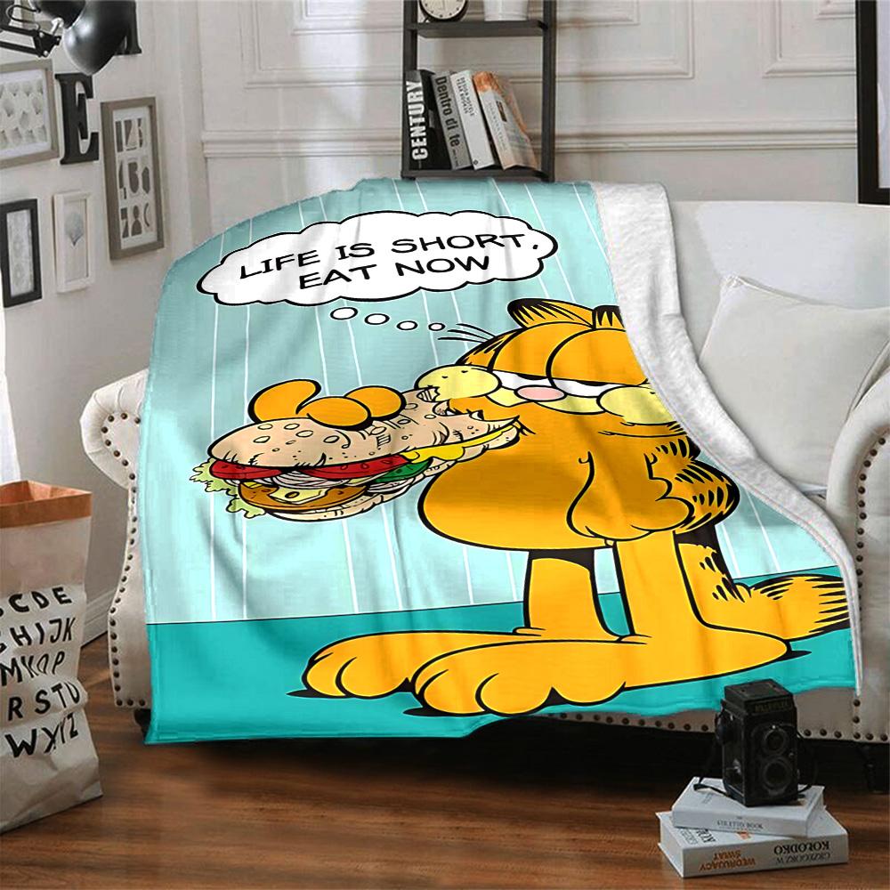 1pc Garfields Urgent Meal flannel Blanket for Super Soft Cute Comfort Blanket for Travel Bedding Couch Sofa Blanket Y72314