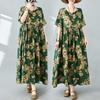 Simple Bohemian Print Dress Short Sleeve Round Neck Summer New Style Elegant Feel Long Dresses Women's Clothing