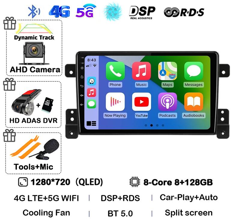 Android 14 Carplay Auto 4G+WiFi DSP For Suzuki Grand Vitara 2005-2015 Car Radio Multimedia Video Player GPS Head Unit Stereo BT