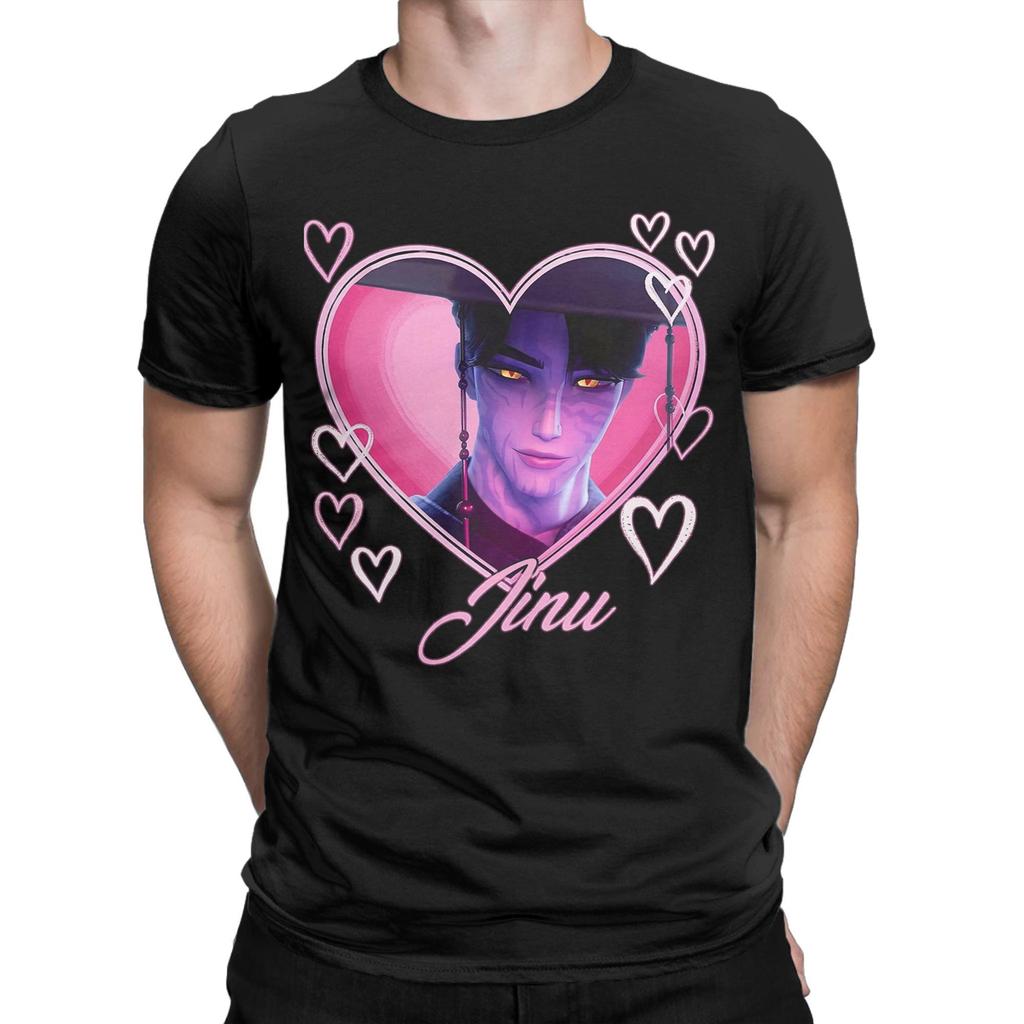 Jinu Heart KPOP Dämonenjäger Anime Herren T-Shirts Huntrix Mode T-Shirt Kurzarm Rundhals T-Shirt Reine Baumwolle Oberteile