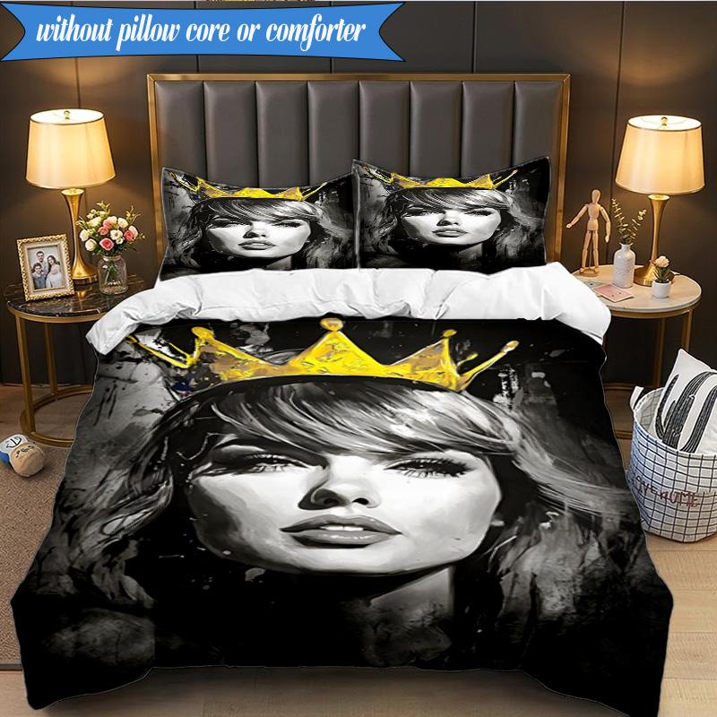 3-teiliges Taylor Music Lover Artwork Bettwäsche-Set, inklusive 1 Bettbezug und 2 Kissenbezügen. Perfekt für Schlafzimmer, Wohnheim, Weihnachtsgeschenk für Fans