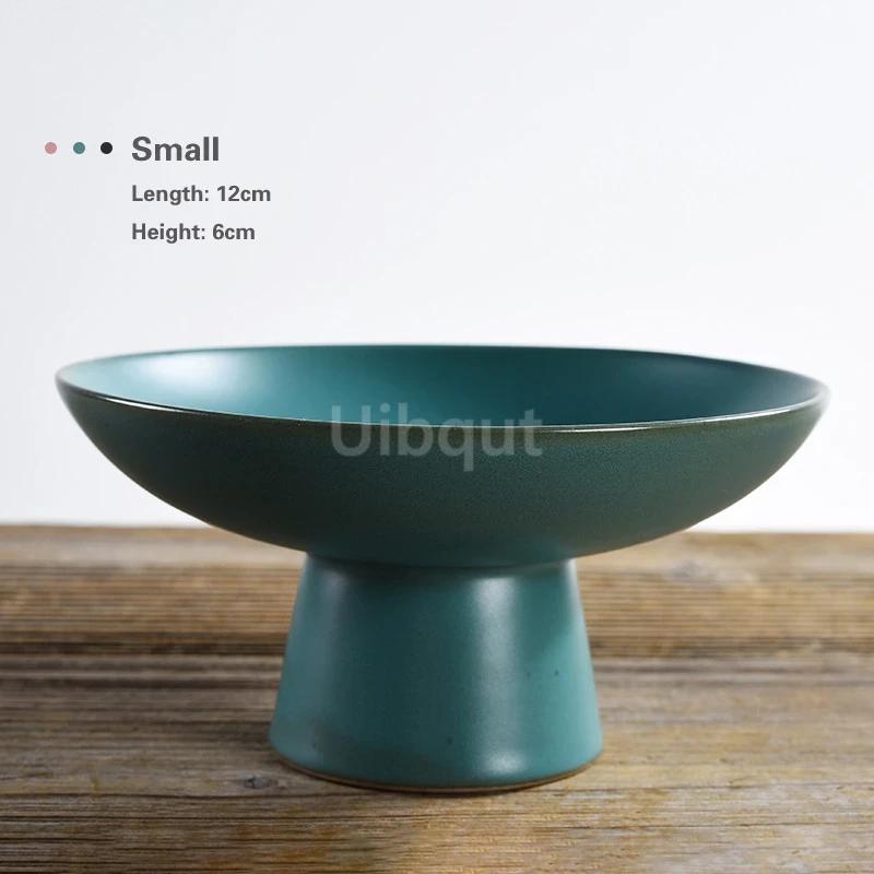 

Living room household snacks tribute plate bowl Light luxury tea table Blue and white ceramic high foot tea tray Fruit plate