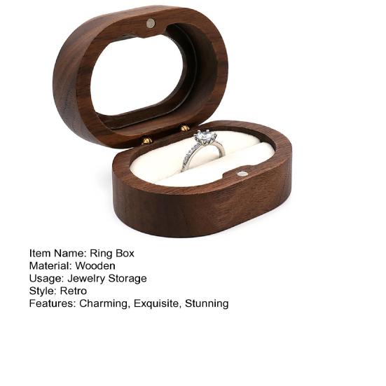 Wooden Ring Box with Small Wood Holder Case Rustic Double Ring 2 Slots Jewelry Gift Storage